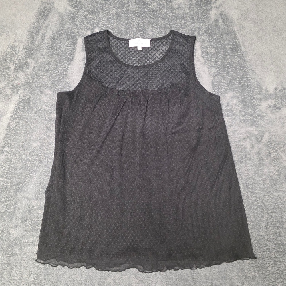 Laurie Felt Los Angeles Womens S Black Mesh Sleeveless Top Pointelle Lattice